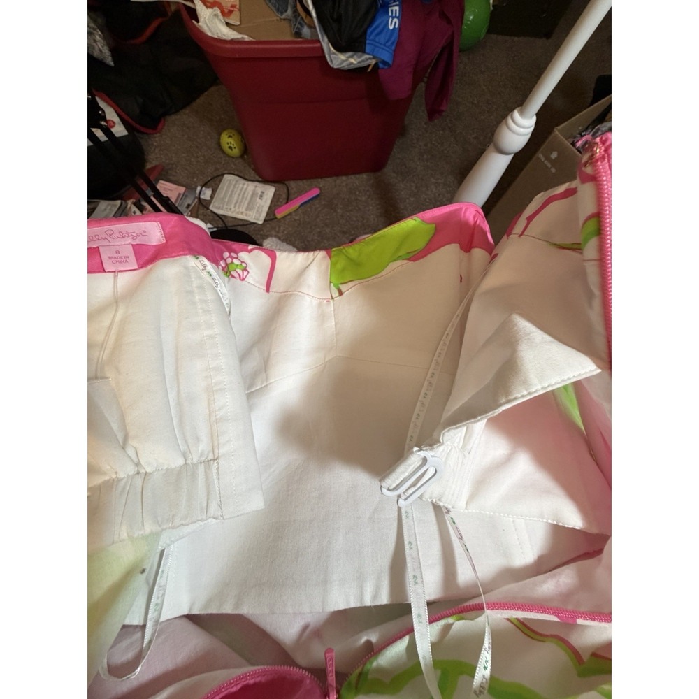 Lilly Pulitzer Strapless Dress W Size 8 Pink Floral Silk Cotton Resort Sundress - Picture 8 of 16